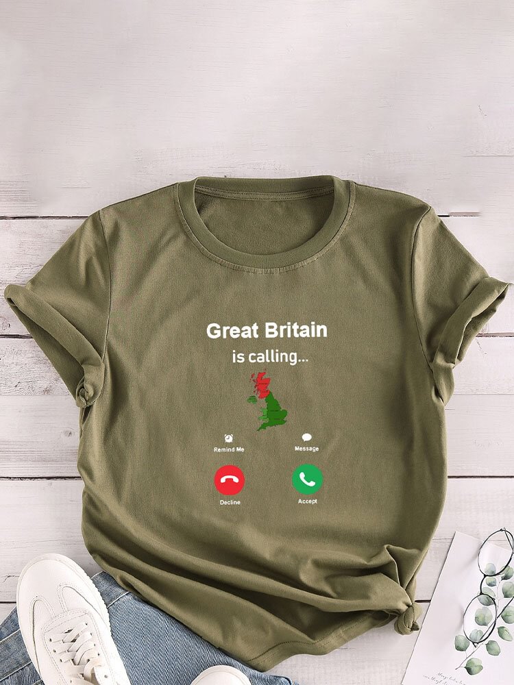 Cartoon Print O neck Cotton Short Sleeve Casual T Shirt For Women P1826533