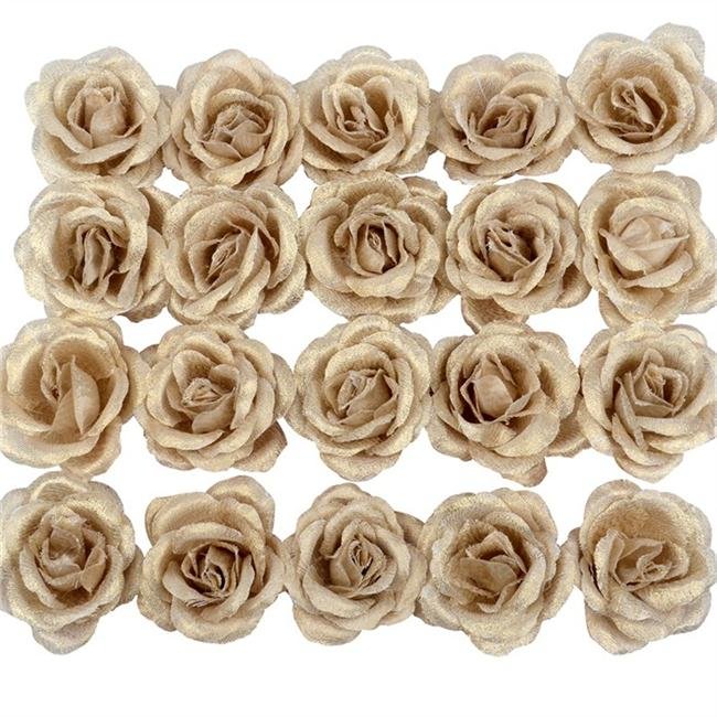 30pcs 4cm Silk Gold Artificial Rose Flower Heads Decorative Flowers for Wedding Home Party Decoration Mini DIY Fake Flower Wall