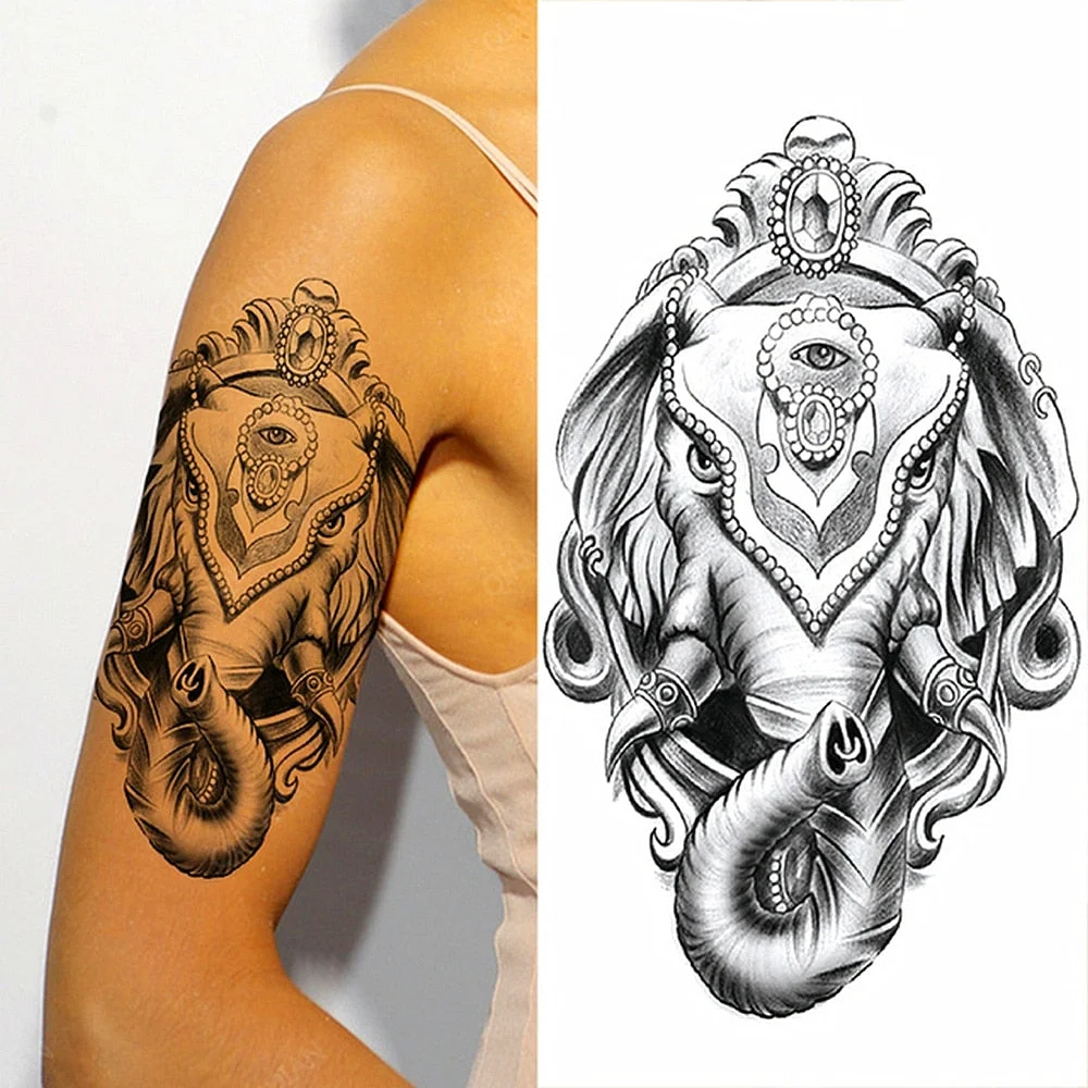 Arm Temporary Tattoo Tiger Flower Lion Rose Wing Wolf Mountain Dolphin Body Chest Leg Waterproof Sticker Tatoo Fashion Man Totem