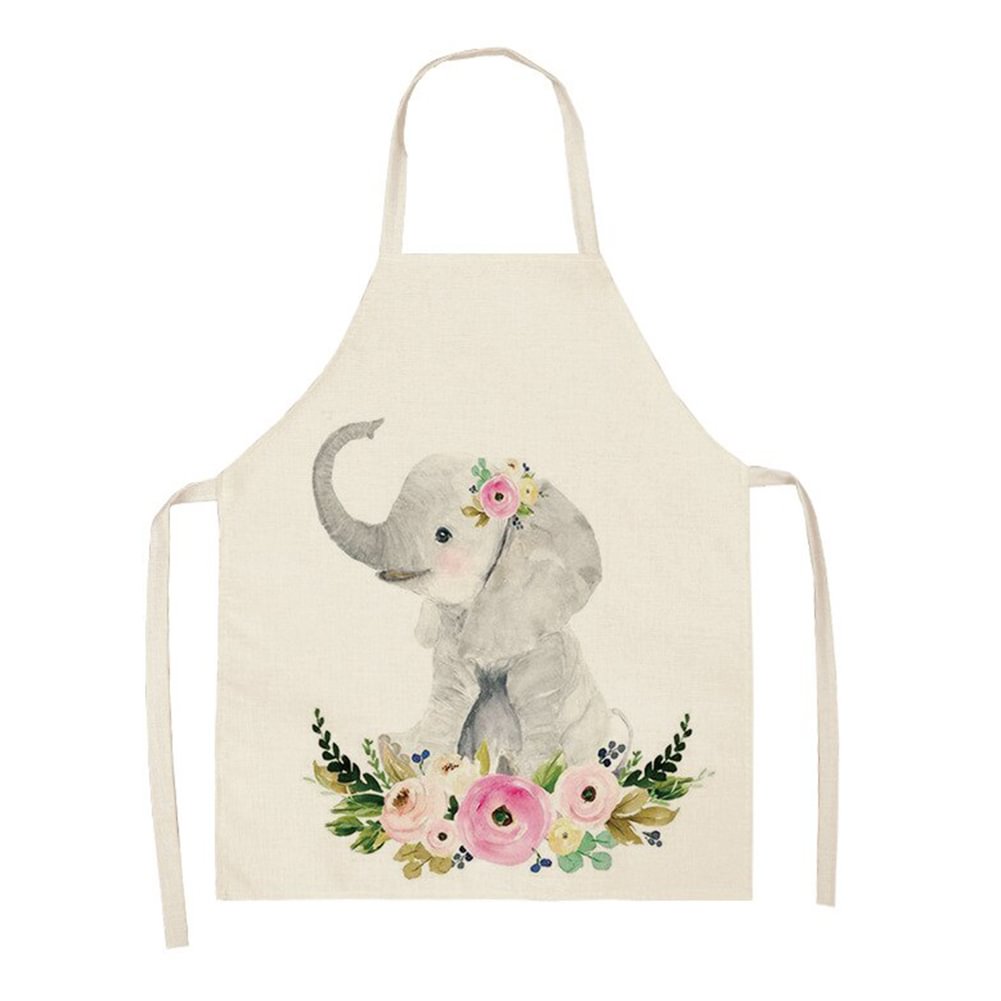 Linen Print Apron - Elephant - 68x55cm