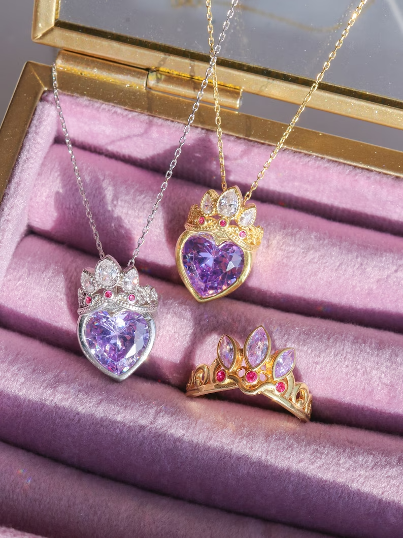 Rapunzel Crown Heart Necklace