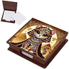Wooden DIY Egyptian Cat Diamond Painting Kit Note Box with 160 Papers for Office