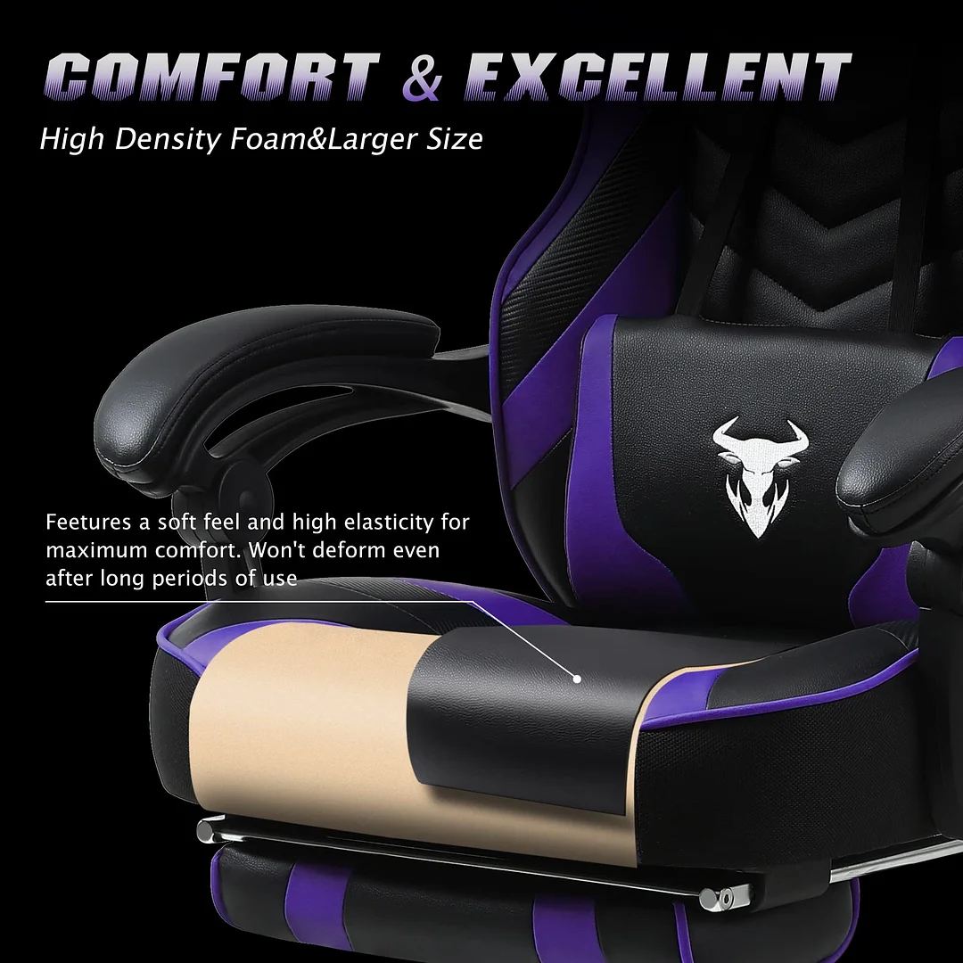 Racing Style Reclining High Back Computer Chair with Footstool