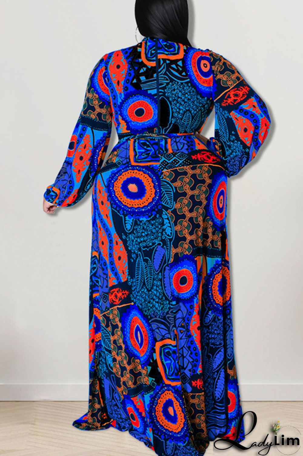 Black Fashion Casual Print Patchwork O Neck Straight Plus Size Dresses