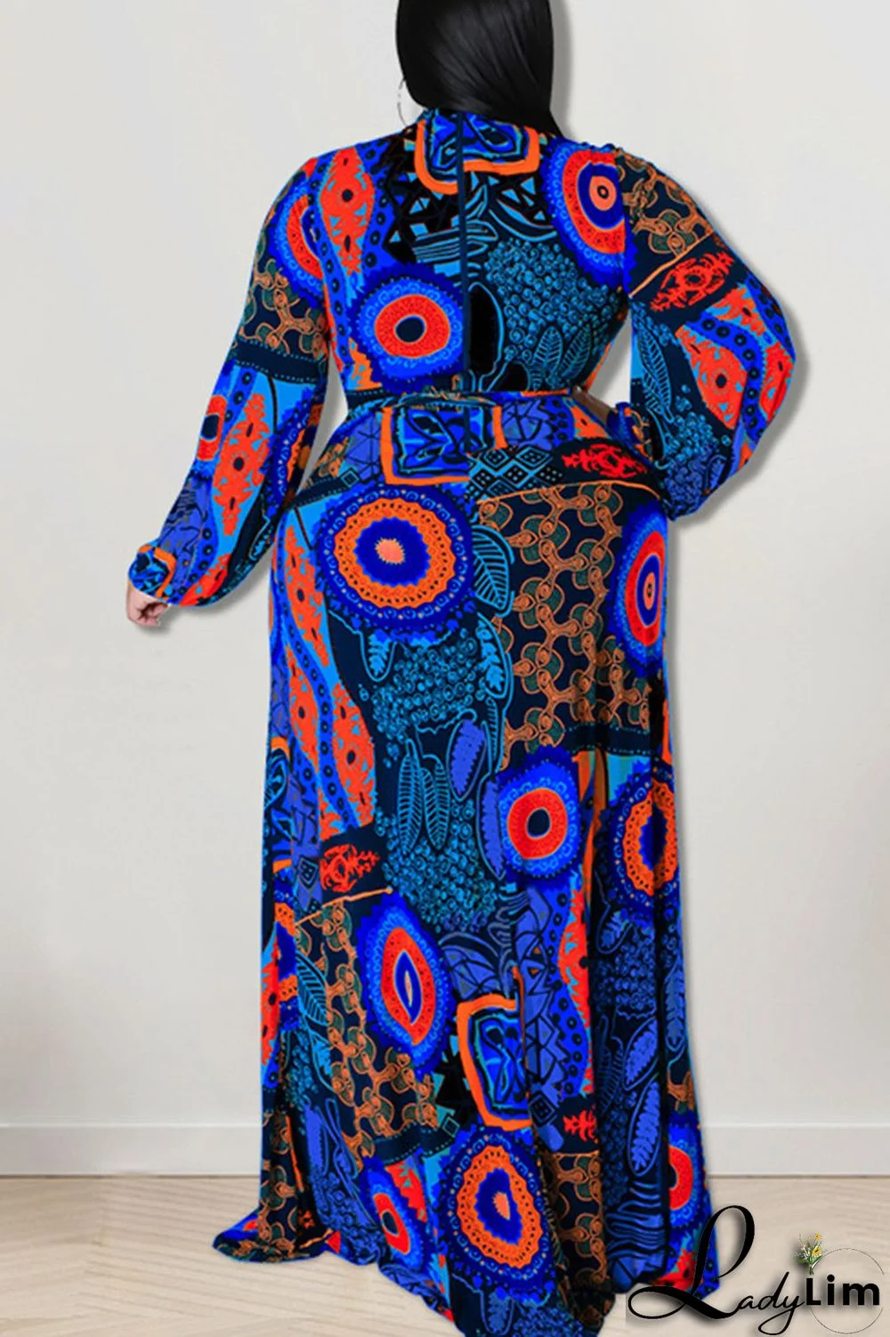 Black Fashion Casual Print Patchwork O Neck Straight Plus Size Dresses