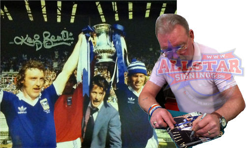 KEVIN BEATTIE SIGNED IPSWICH TOWN 1978 FA CUP FINAL FOOTBALL Photo Poster paintingGRAPH PROOF