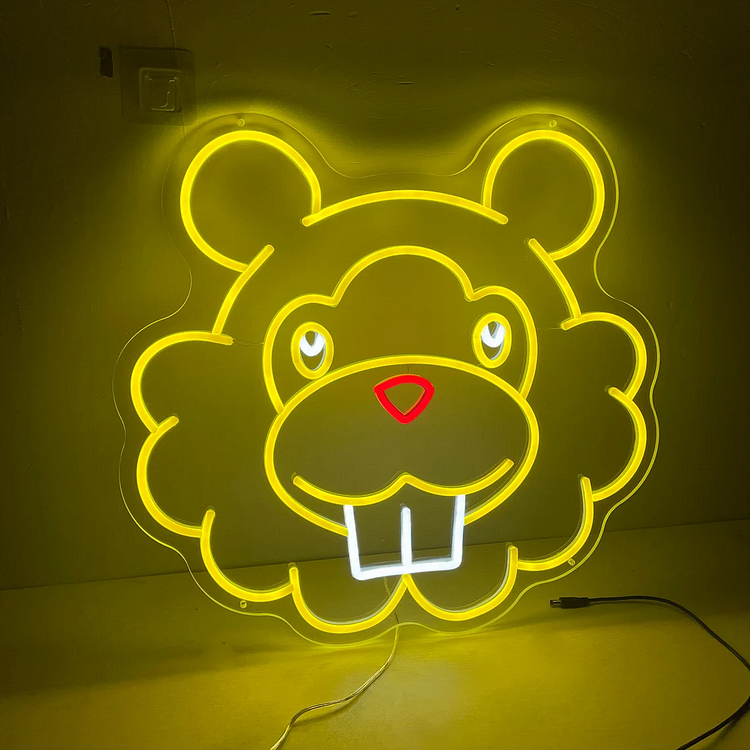 Custom led Pokemon Face Anime Bidoof Cute Personalized Gift Neon Sign Wall Lights Wedding Event Party Shop Indoor Home Kids Room Decor Neon
