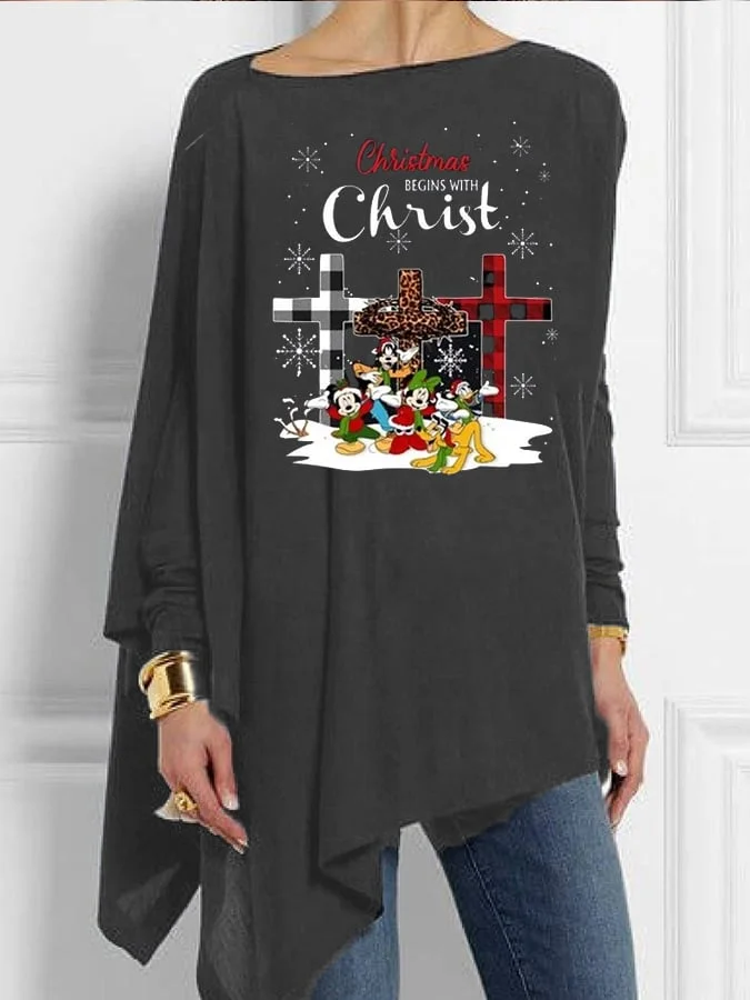 Christmas Begins With Christ Print Women's Top-mysite