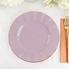 10 Pack | 9" Lavender Lilac Hard Plastic Dinner Plates with Gold Ruffled Rim, Heavy Duty Disposable Dinnerware