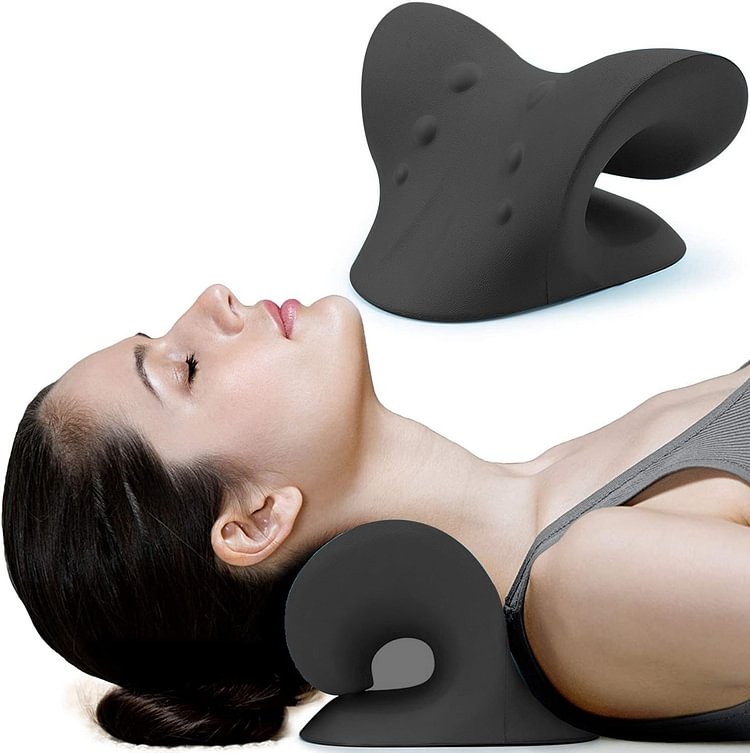 Traction elastic neck pillow