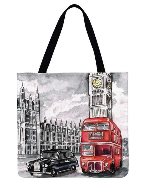 Linen Eco-friendly Tote Bag - Travel Landscape Big