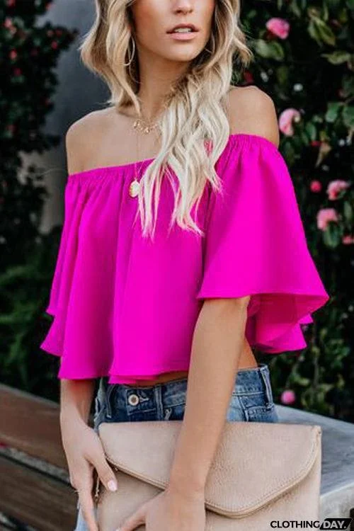 Off Shoulder Ruffles Casual Blouse Top