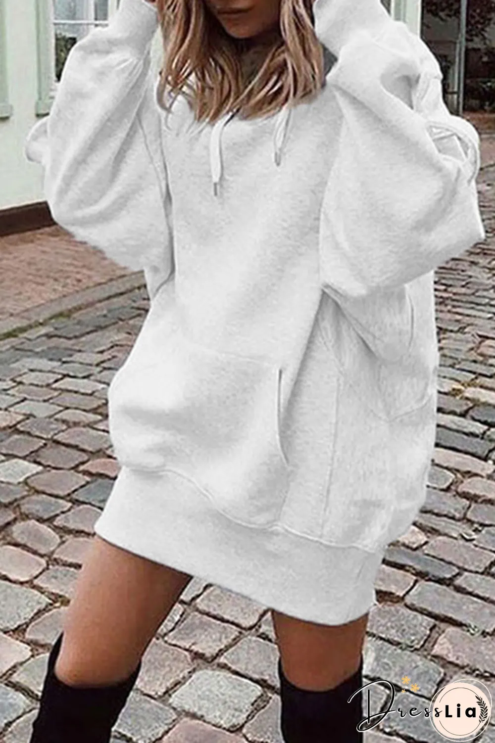 Casual Solid Draw String Hooded Collar Tops(8 Colors)