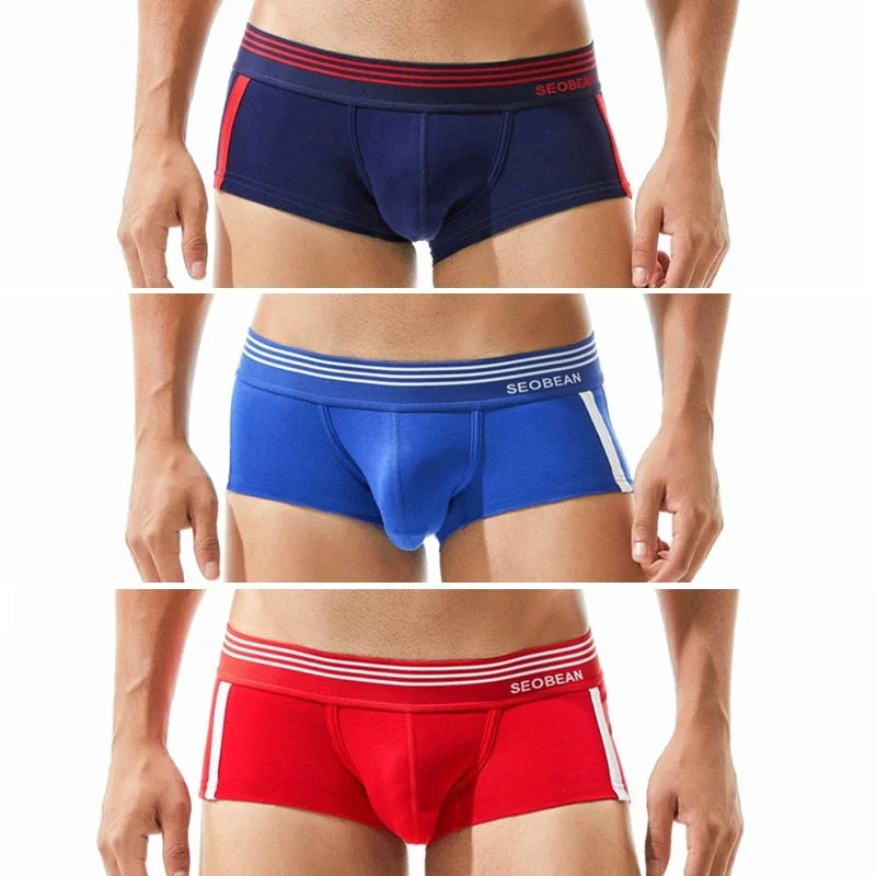 Aonga Cyber Monday Sales 3 Pieces / Lot Brand Underwear Men Boxer U Pouch  Underpants Cotton Trunks Boxers Shorts Male Panties Low Waist Size M-XXL aonga