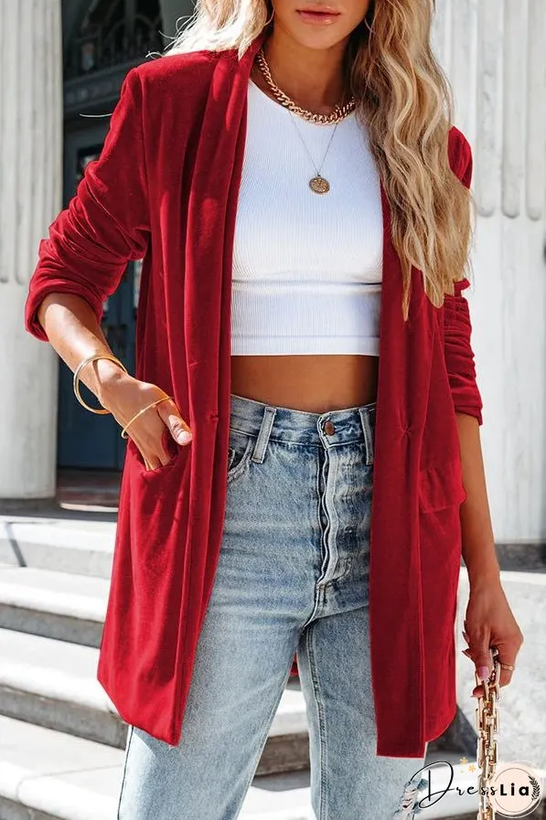 It's Just A Crush Pocketed Velvet Blazer