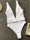 Belt Buckle Plain One Piece Swimsuit