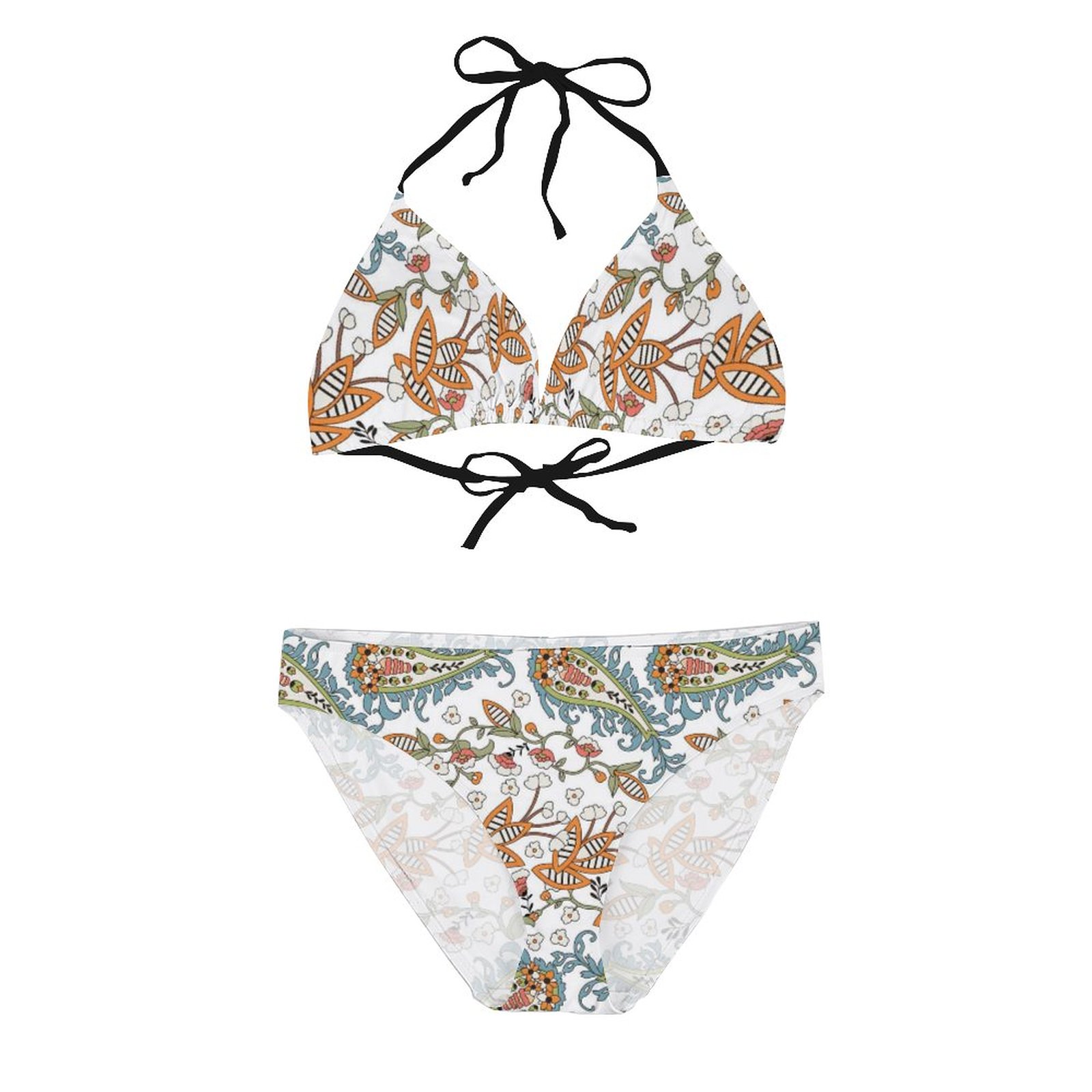 Women's Paisley Print Halter Tie String Triangle Bikini Set