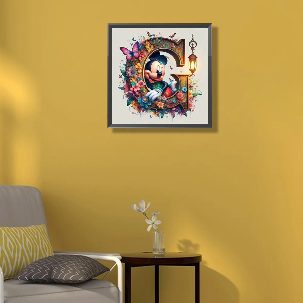 Partial AB Diamond Painting - Full Round Drill - Mickey Minnie Letters(Canvas|35*35cm)