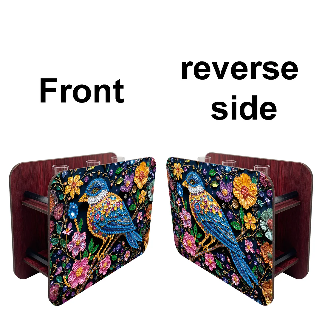 Bird DIY Flower Vase Wooden Double Sided Desktop Diamond Art Kit for Home Decor