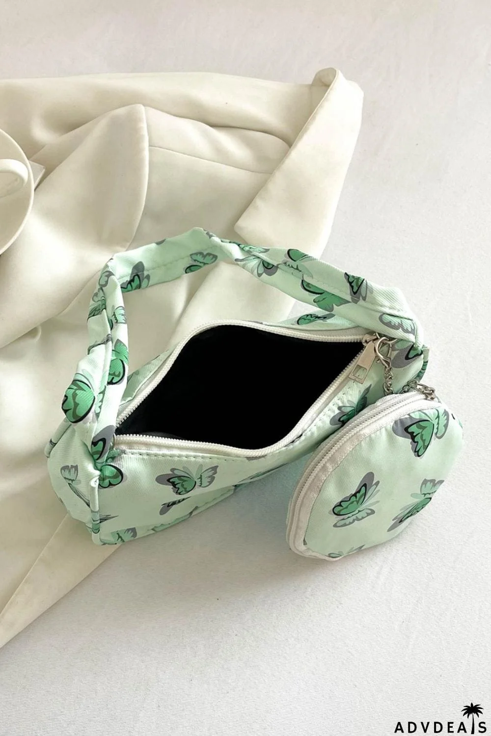 Butterfly Print Shoulder Bag with Purse