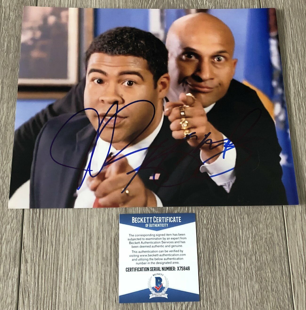 KEEGAN MICHAEL KEY & JORDAN PEELE SIGNED 8x10 Photo Poster painting A w/PROOF & BECKETT BAS COA