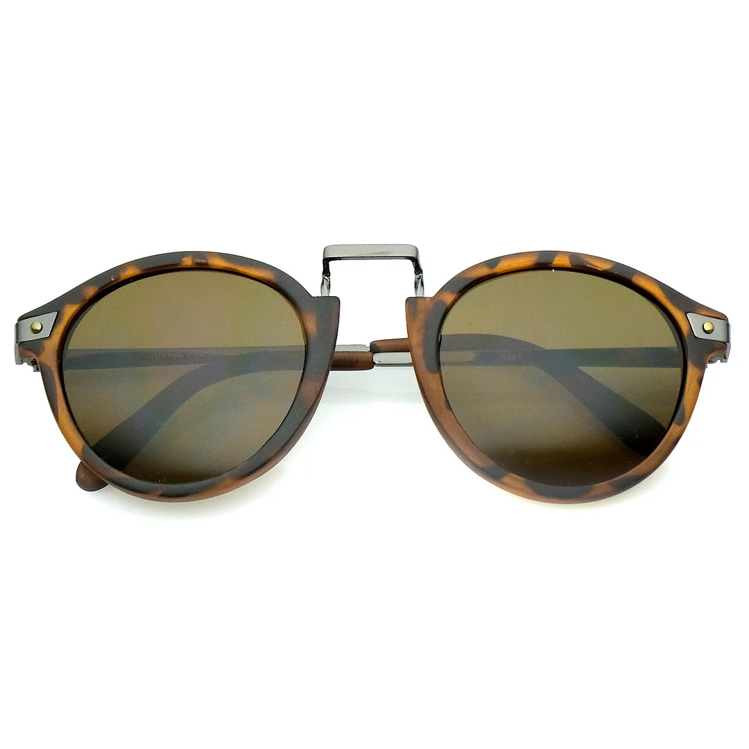 Retro Horn Rimmed Metal Nose Bridge P3 Round glasses 50mm