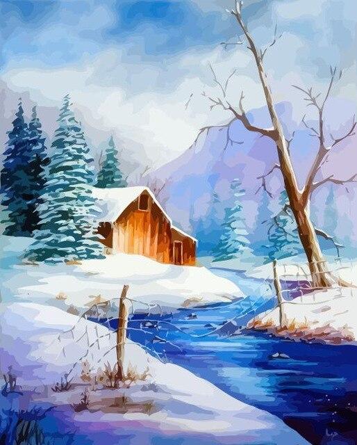 

Cabin Severe Winter – Paint By Numbers - 40*50CM, 501 Original