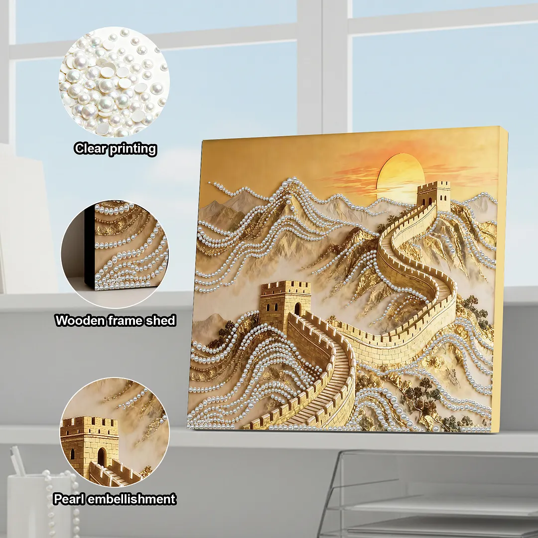 Great Wall DIY Pearl Art Diamond Painting With Frame 30x30cm for Adults Home Dec