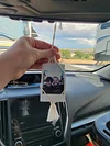 Macrame Instant Photo Rearview Mirror Car Charm and Oil Diffuser. Car Accessories. Rearview Mirror Hanging. Essential Oil Accessory (Beige)