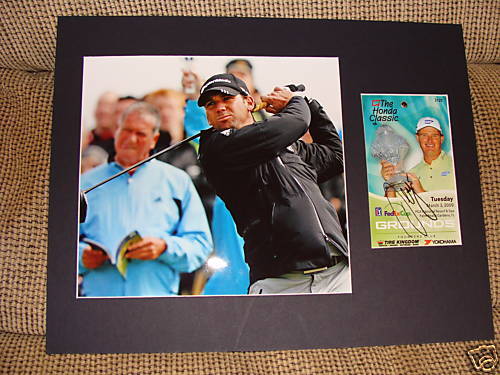 SERGIO GARCIA SIGNED AUTOGRAPHED TICKET + 8X10 Photo Poster painting MASTERS CHAMP MATTED 11X14