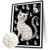 Wei&szlig;e Katze DIY, Perlengem&auml;lde, Kunstsets, Perlengem&auml;lde, Bildkunst, Basteln 30x40 cm f&uuml;r Erwachsene, Anf&auml;nger, Wanddekoration ohne Rahmen