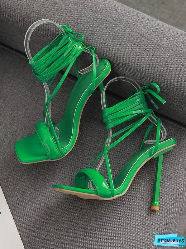 Roman Strappy Catwalk Metal Heel Sandals