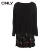 ONLY Brand NEW commuting lady flowers long sleeve rib cuff pleated two-piece dress knit women |118146532