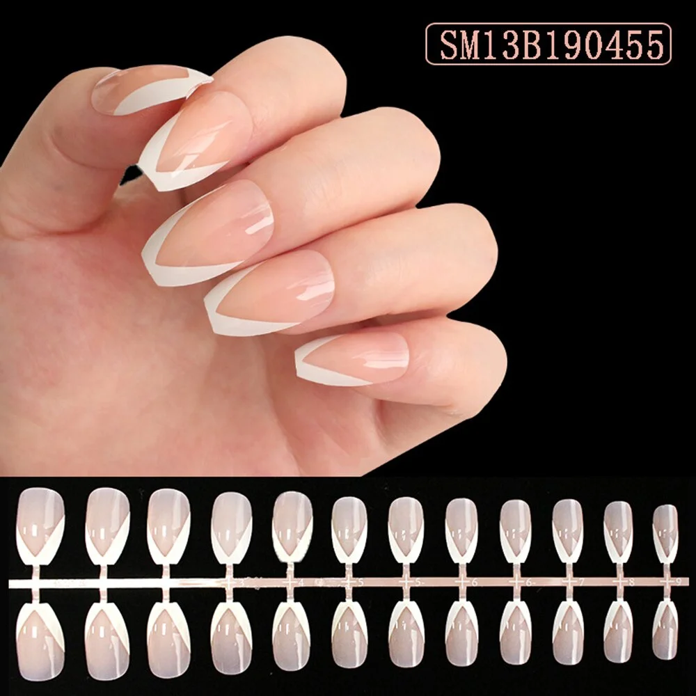 1set/24pcs French Fake Nails Matte /UV False Nail Detachable tips Nail Extension Manicure Art Press On Fake False Nails Beauty-Nail Inspo