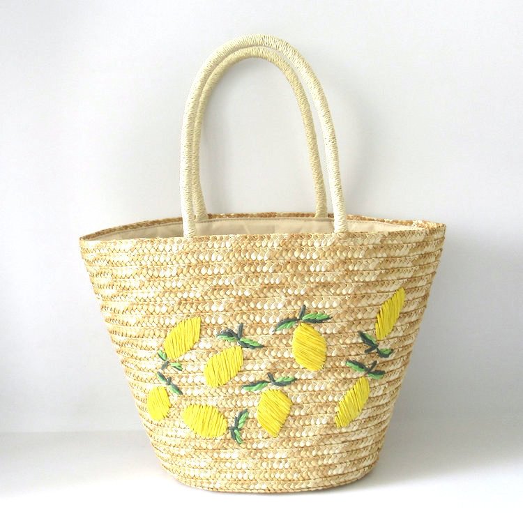 Lemon Embroidered Braided Bag Summer Beach Bag