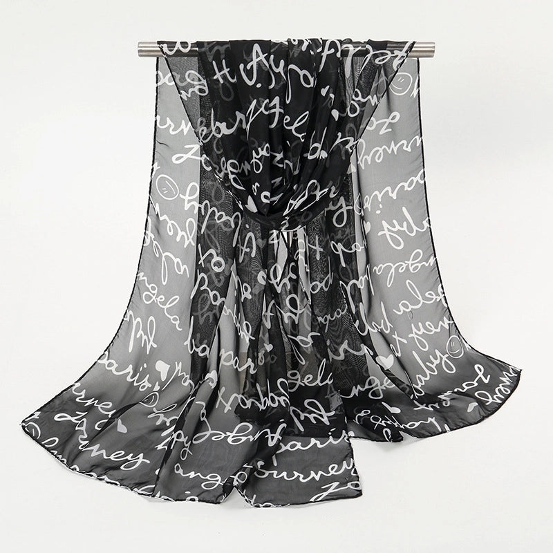 Women’s Sweet Flower Chiffon Printing Silk Scarf