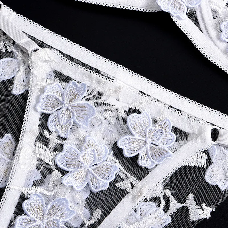 Billionm Sexy Lace Lingerie Set Floral See Through Bra Panty Nightwear Transparent Pink Underwear Women Embroidery Sheer Under Wear Sex