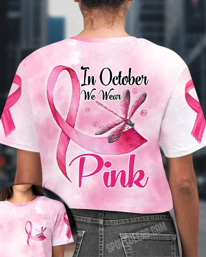 Dragonfly October Wear Pink Breast Cancer Tee