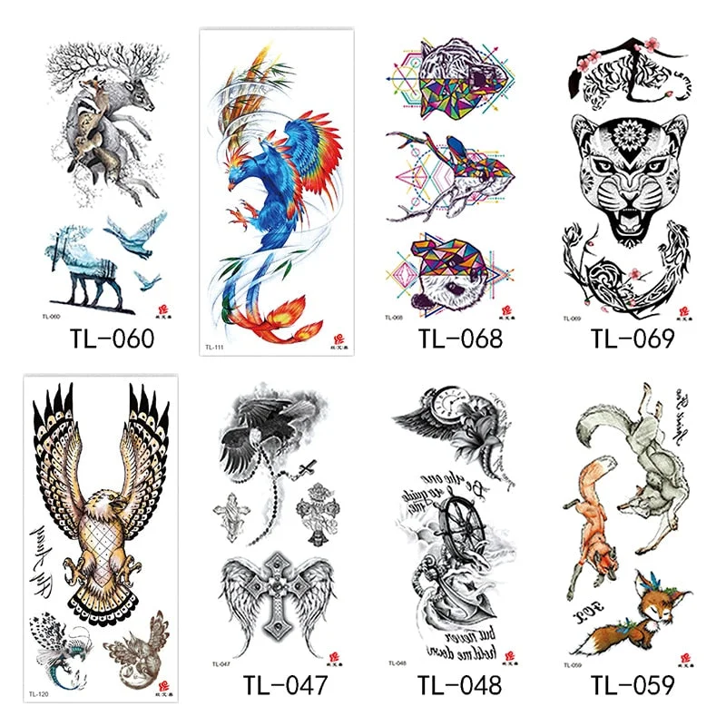 Flower arm waterproof tattoo stickers half arm painted animal durable waterproof European and American temporary tattoo stickers