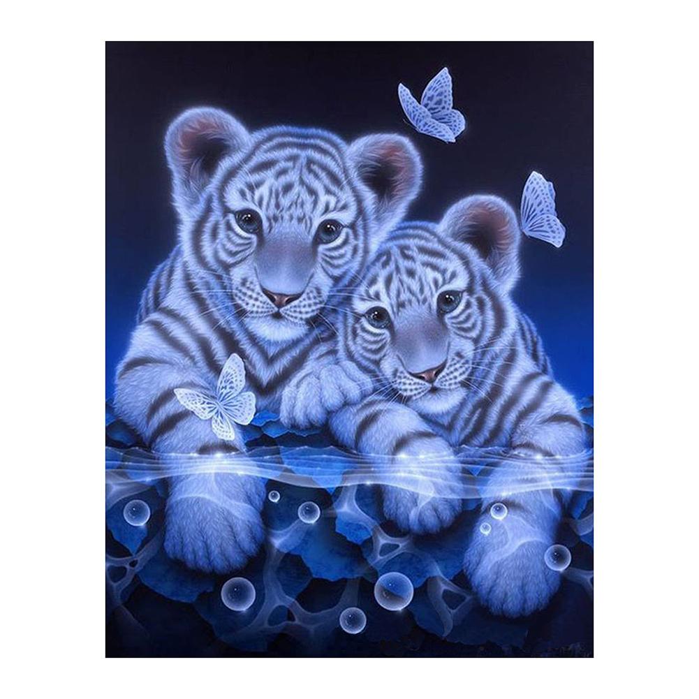 

25*30CM - 2 Tigers - Round Drill Diamond Painting, 501 Original