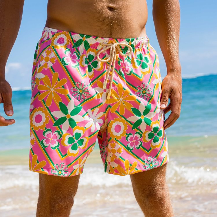 Men's Seaside Beach Print Shorts Swim Shorts Casual Holiday Vacation Suit Shorts