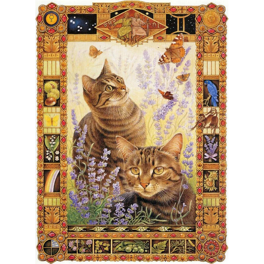 

30*40CM - Card Cat - Round Drill Diamond Painting, 501 Original