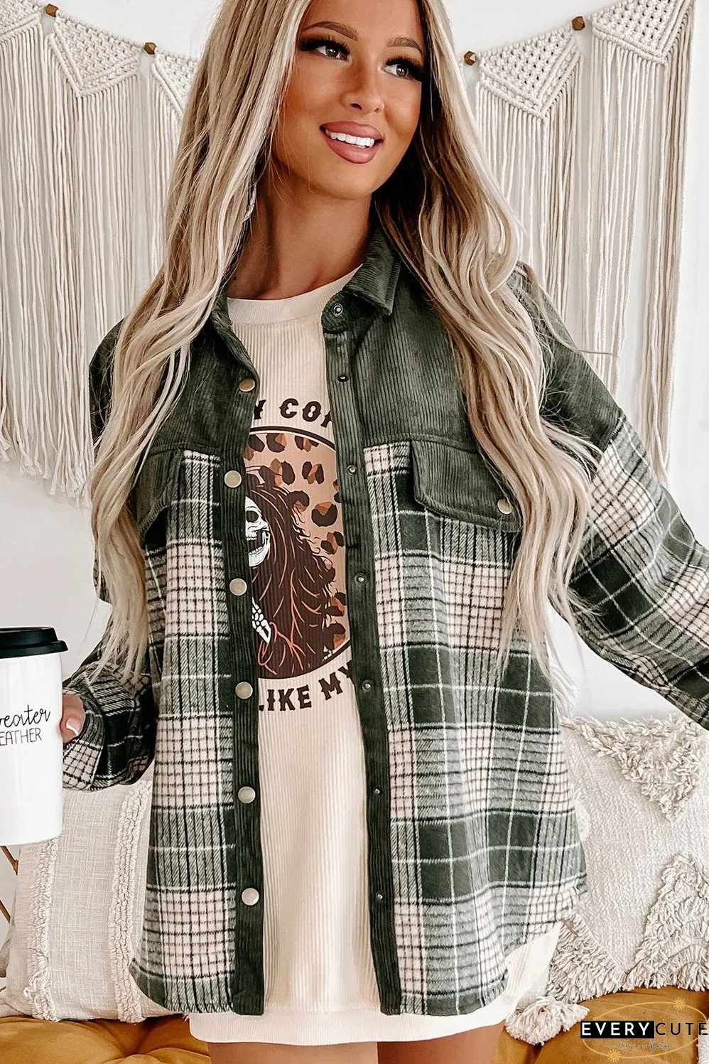 Comfortable Plaid Corduroy Jacket