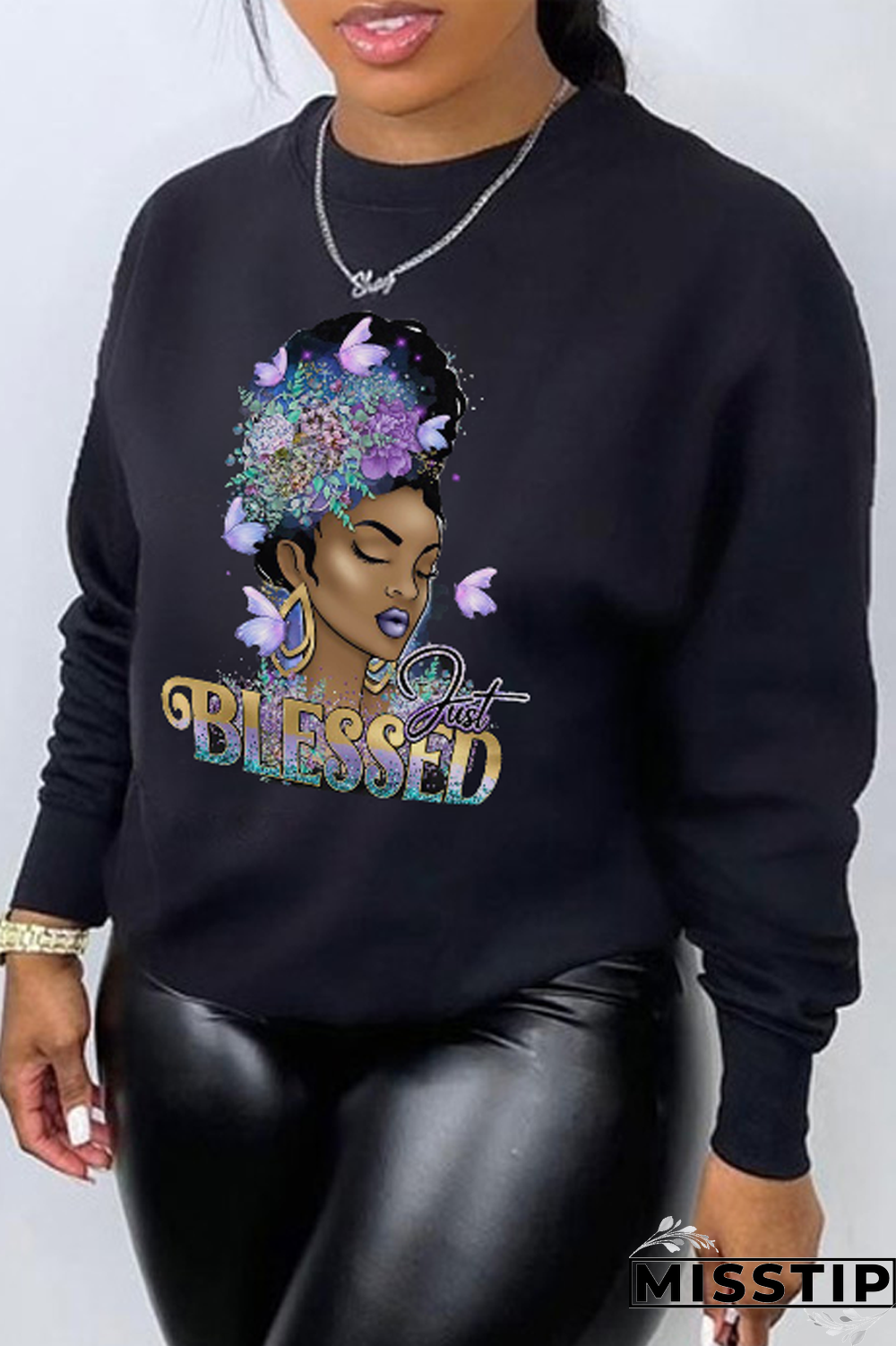 Grey Casual Street Print Patchwork Letter O Neck Tops