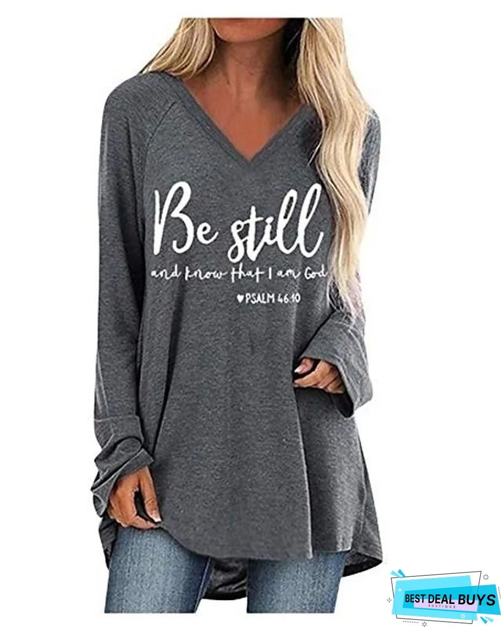 Women's Plus Size T-Shirt Letter Long Sleeve V Neck Tops Loose Cotton Basic Top Black Wine Camel