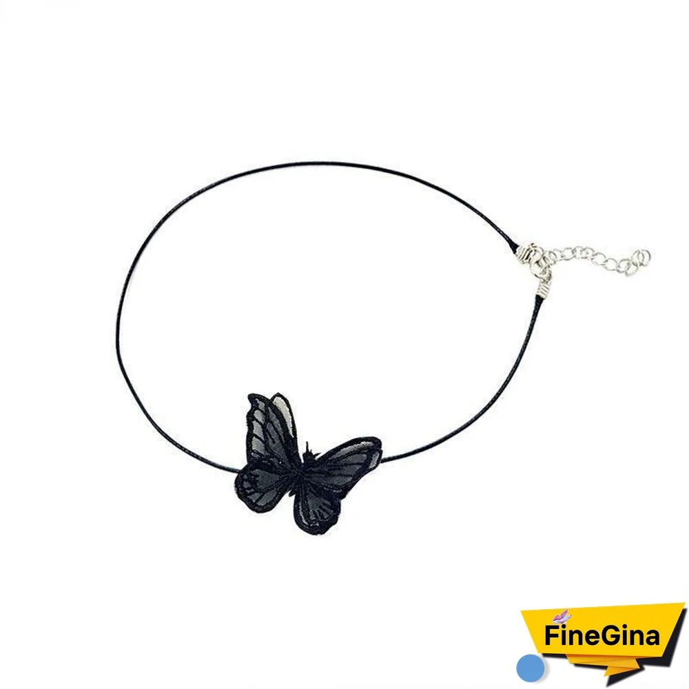Lace Butterfly Pattern Choker Necklace