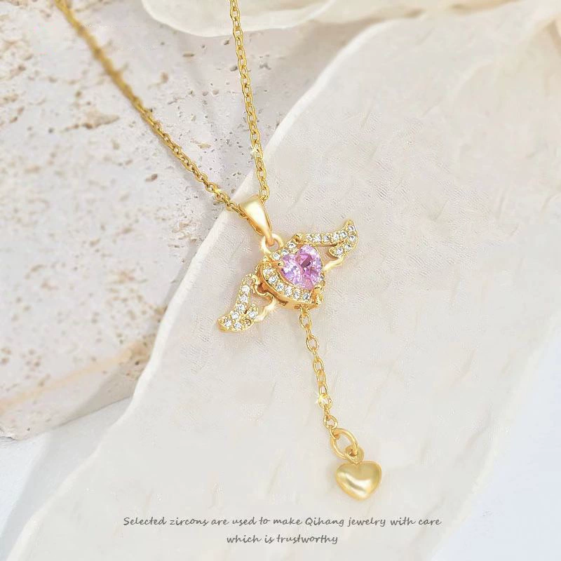 Wings, love, zircon, necklace (wings move by pulling on the tail chain).