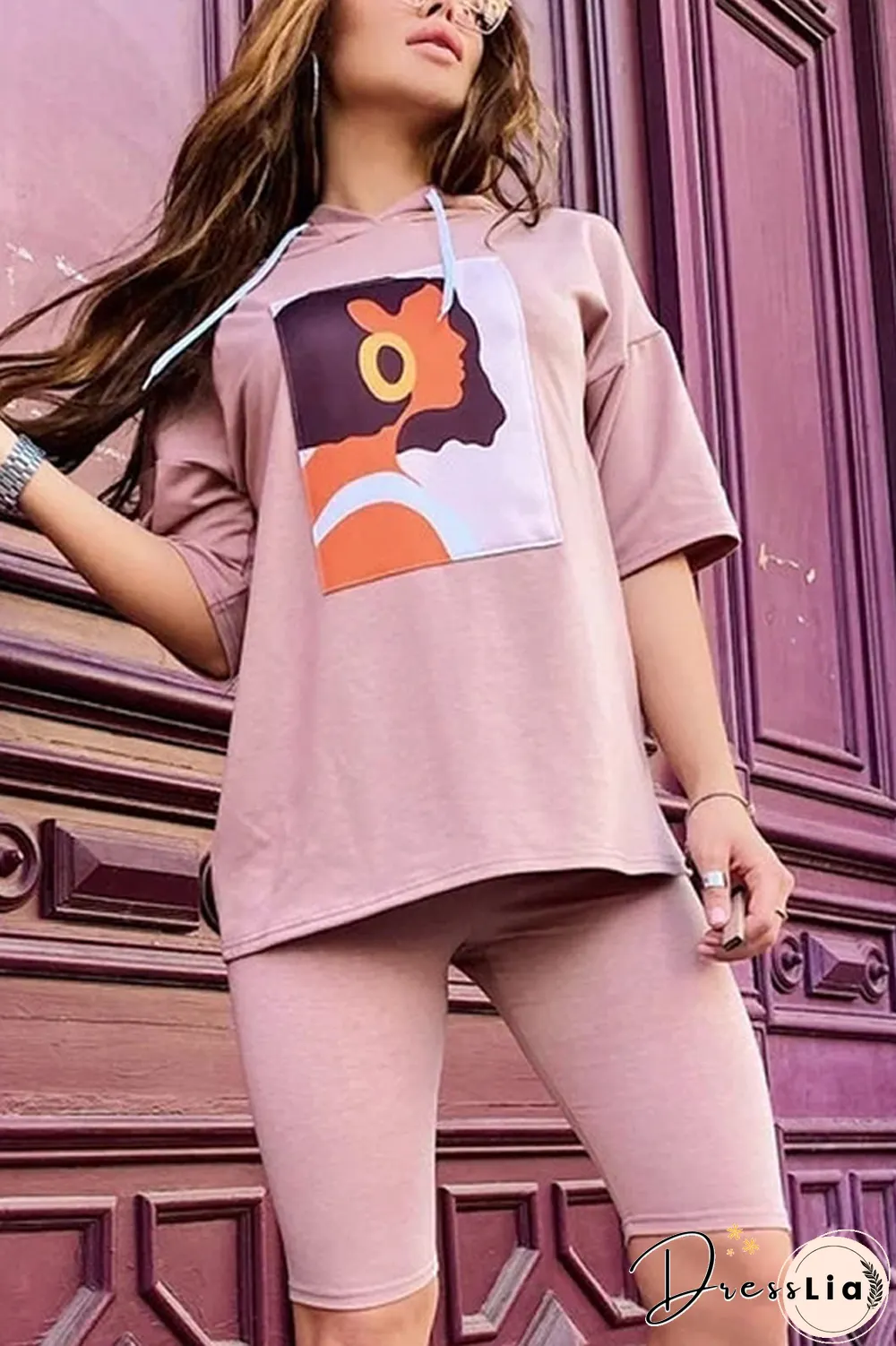 Cartoon Print Hoodie Two Pieces Sets