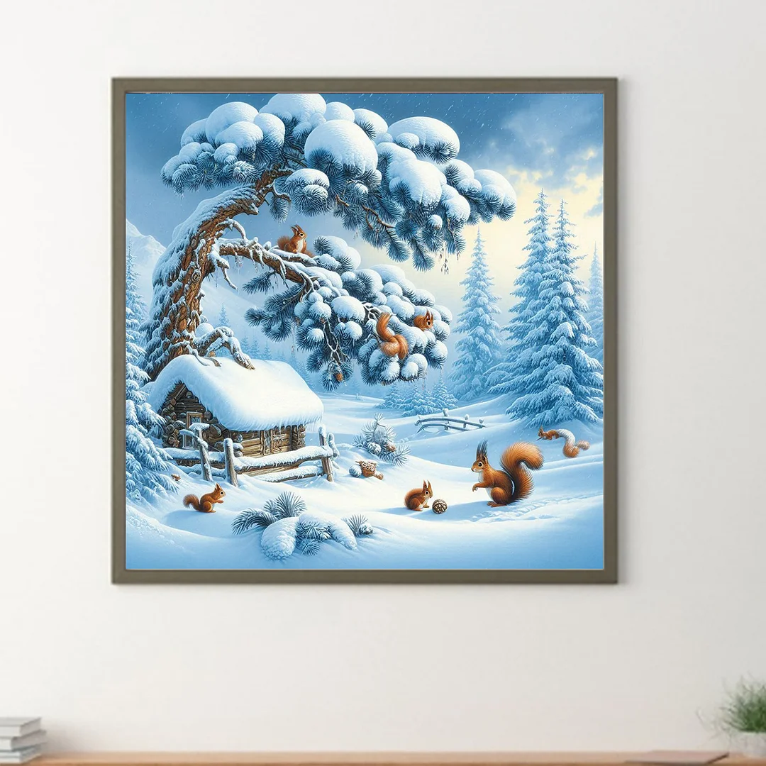 Diamond Painting - Full Round Drill - Snow Scene(Canvas|40*40cm)