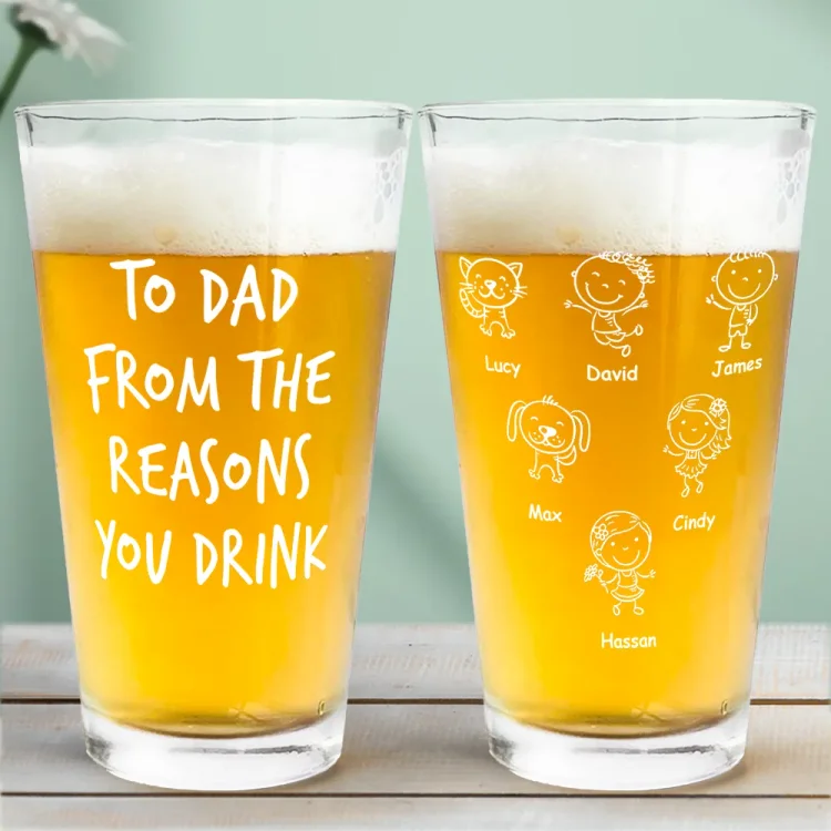 Personalized Beer Glass -To Dad  From The Reason You Drink